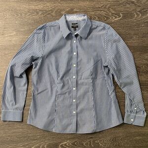Banana Republic Blue and White Striped Button-Down Shirt
